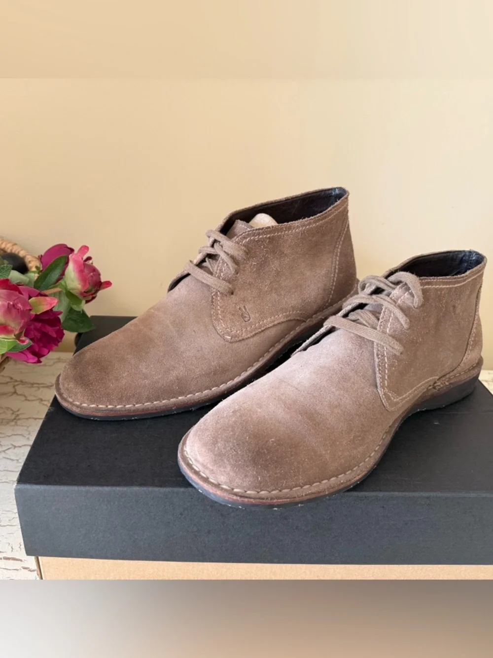 John Varvatos Hipster Chukka Suede Boot — Sepia Brown | Size 11.5